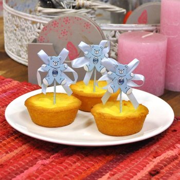 VAUVAKUTSU CUPCAKE-KORISTETIKKU - SININEN NALLE (12 kpl)
