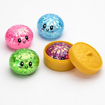 RAGE - Squishy GLITTER Bun Dumplings PIENI (Koko 5.5 x 5.5 x 3 cm) - Viral 2026 Fidget Toy (24 kpl.)