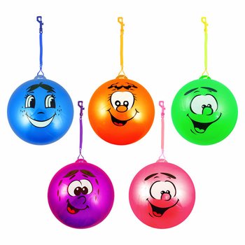 Smiley Face Bungee-pallo joustavalla narulla Ø 23 cm (24 kpl)