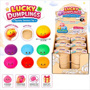 RAGE - LUCKY DUMPLINGS - Puristeltava Squishy-nyytti ISO Koko 8.5 x 8.5 x 4.8 Cm - DISPLAY-LAATIKOSSA (12 kpl)