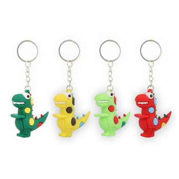 3D Dinosaurus-avaimenper&auml;t - V&auml;risekoitus (12 kpl)