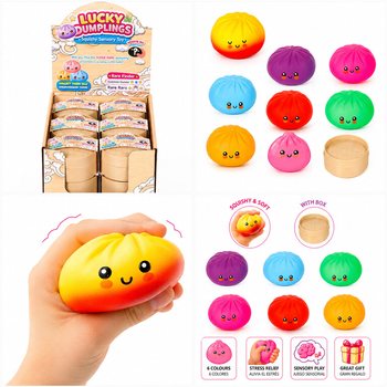 RAGE - LUCKY DUMPLINGS - Puristeltava Squishy-nyytti ISO Koko 8.5 x 8.5 x 4.8 Cm - DISPLAY-LAATIKOSSA (12 kpl)