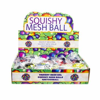 SQUISHY-VERKKOPALLO - Halkaisija: 5 CM - V&Auml;RIKK&Auml;&Auml;T MIX-V&Auml;RIT MYYNTITELINEESS&Auml; (24 kpl)
