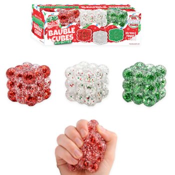 SQUEEZY GLITTER BAUBLE CUBES - KIMALTEELLA - 3 KPL SETTI - SOKERIT&Auml;YTTEELL&Auml; - MYYNTITELINEESS&Auml; (6 SETTI&Auml;)