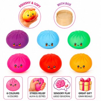 RAGE - LUCKY DUMPLINGS - Puristeltava Squishy-nyytti ISO Koko 8.5 x 8.5 x 4.8 Cm - DISPLAY-LAATIKOSSA (12 kpl)