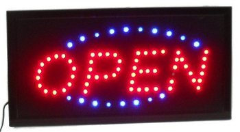 LED-Mainosvalokyltti "OPEN" &ndash; 2 v&auml;ri&auml;