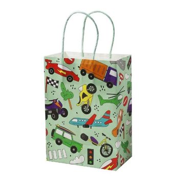 PAPERINEN LAHJAPUSSI - AJONEUVOT - Koko 16x9x22 CM (12 kpl)