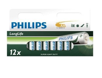 12x PARISTO "PHILIPS - SUPER HEAVY DUTY" AA - LONGLIFE (12 kpl Blister)
