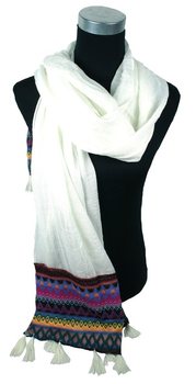 Ylellinen Ibiza-tyylinen huivi, kermanvärinen (1 kpl)