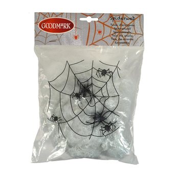 Halloween-koriste Hämähäkinseitti 2 Hämähäkillä (4 kpl)