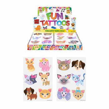 Fun Tattoos: Kissat & Koirat (96 kpl näyttöteline)