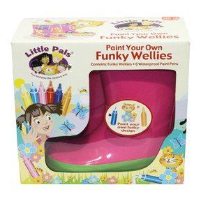 V&auml;rit&auml; omat kumisaappaasi Funky Wellies - Vaaleanpunainen / Koko: 28