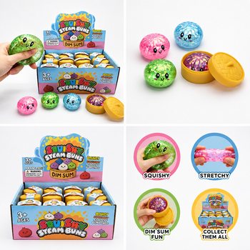 RAGE - Squishy GLITTER Bun Dumplings PIENI (Koko 5.5 x 5.5 x 3 cm) - Viral 2026 Fidget Toy (24 kpl.)