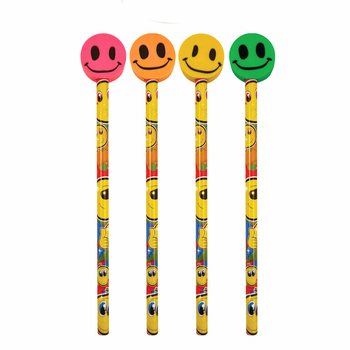 Iloiset Smiley-lyijykyn&auml;t pyyhekumilla (24 kpl)