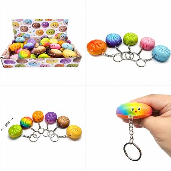 Squishy Dumpling -nyyttiavaimenper&auml;t - V&auml;risarja - Esittelytelineess&auml; (24 kpl)