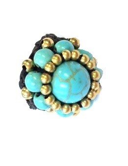 Ibiza-tyylinen sormus turkoosilla kivellä | Boho-sormus