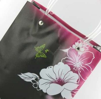 Lahjakassi / Kantokassi Musta/Rosa/Valkoinen Kukka Medium (12 kpl)