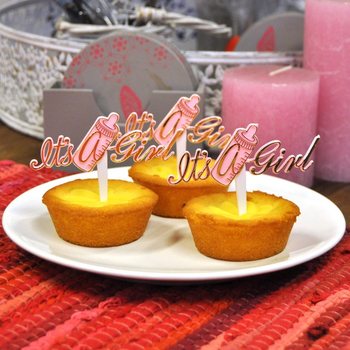 Muffinssikoristeet Syntym&auml; - It's a Girl (12 kpl)
