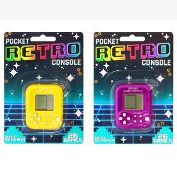 RETRO-TASKUPELIKONSOLI AVAINRENKAALLA - 26 PELI&Auml; (6 kpl)
