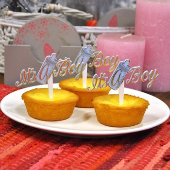 Vauvakutsun Cupcake-tikut - It's a Boy (12 kpl)