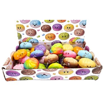 Squishy Dumpling -nyyttiavaimenper&auml;t - V&auml;risarja - Esittelytelineess&auml; (24 kpl)