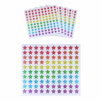 FUN STICKERS - VÄRIKKÄÄT TÄHDET - 100 TARRAA PER ARKKI (5 kpl)