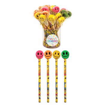 Iloiset Smiley-lyijykyn&auml;t pyyhekumilla (24 kpl)