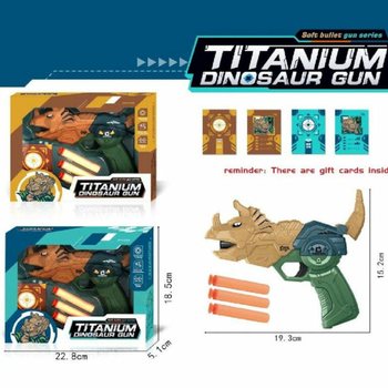 Dinosauruspistooli nuolilla ja maalitaululla - Lahjapakkaus (2 kpl setti)