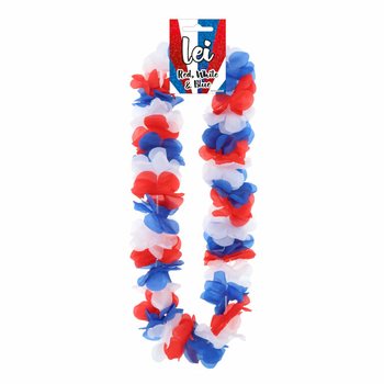 Havaijin kukkaseppele - Punainen / Valkoinen / Sininen (12 kpl)