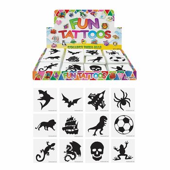 Fun Tatuointi - Malli: Pojat, jokaisessa pakkauksessa 12x tatuointia MYYNTITELINEESSÄ (48 kpl)