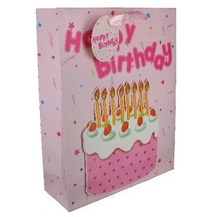 Lahjakassi Happy Birthday Vaaleanpunainen (12 kpl)