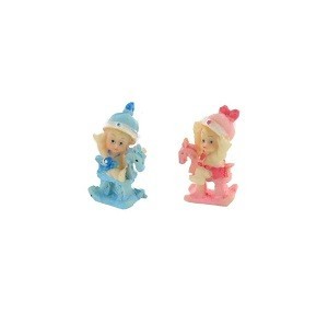 Vauva keinuhevosella -koriste 5 cm (24 kpl)