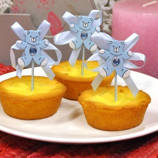 VAUVAKUTSU CUPCAKE-KORISTETIKKU - SININEN NALLE (12 kpl)