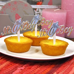 Vauvakutsun Cupcake-tikut - It's a Boy (12 kpl)