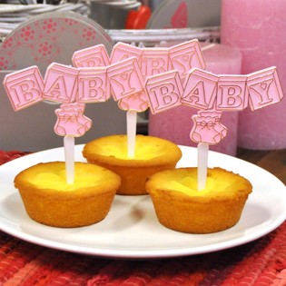 Muffinssitikut ristiäisiin/syntymään - Babyroosa (12 kpl)