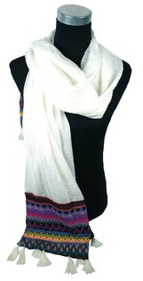 Ylellinen Ibiza-tyylinen huivi, kermanv&auml;rinen (1 kpl)
