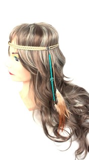 Hiuspanta sulilla Beige Turkoosi (1 kpl)