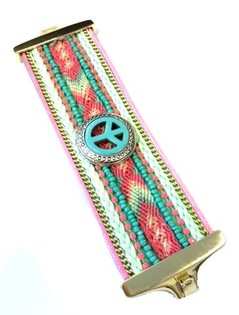 Ylellinen Leveä Rannekoru Minttu Ibiza Peace (1 kpl)