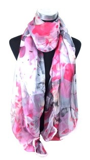 Fuksia/Harmaa Ibiza-tyylinen huivi (1 kpl)