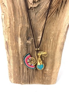 HANDMADE ORIGINALS Ibiza-kaulakoru Bluestone-kivell&auml; Oranssi/Sininen (1 kpl)