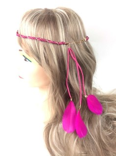 Letitetty Ibiza-tyylinen hiuspanta sulilla - Fuchsia (1 kpl)