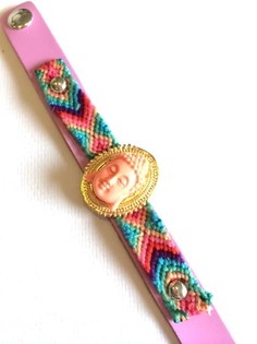 Ylellinen Ibiza-tyylinen rannekoru Vaaleanpunainen/Lohi Buddha (1 kpl)