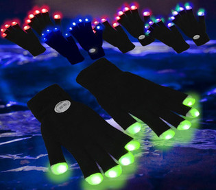 LED-hanskat / Rave-hanskat (12 kpl)