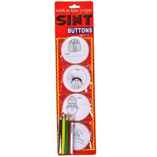 Tee-se-itse Sinterklaas-rintamerkit v&auml;ritykseen - Sis&auml;lt&auml;&auml; kyn&auml;t (12 kpl)