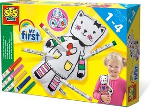 SES My First - V&auml;rritett&auml;v&auml; pehmolelukissa (1 kpl)