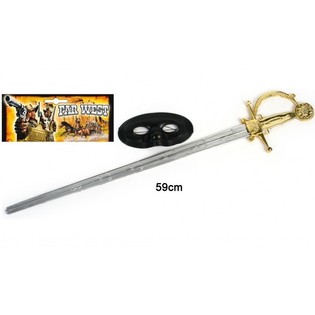 Zorro-naamio ja miekka -setti - 59 cm (6 kpl)