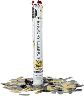 Konfettitykki &ndash; V&auml;ri: Musta-Keltainen - 40 cm - Partypopper (10 kpl.)
