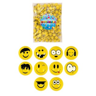 Smiley-pomppupallot, 3,3 cm (100 kpl)