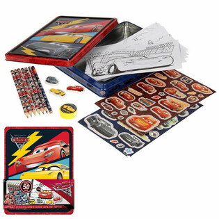 DISNEY CARS 3D Askartelu- ja Piirustussarja Peltirasiassa (12 kpl)
