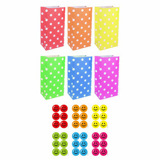 Paperiset Herkkupussit Smiley-tarroilla - Mix (72 kpl)